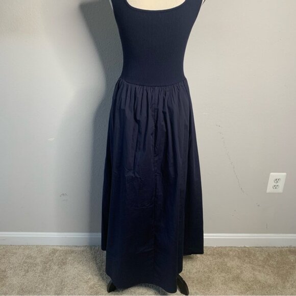 NWT Moon River Navy Blue Sleeveless Mixed Media Midi Dress - Picture 10 of 12